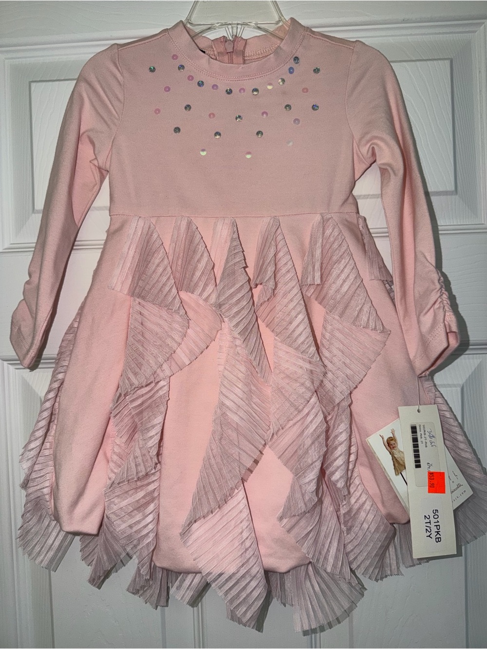 NWT Biscotti Pink Ruffle Dress 2T | Sequins Tulle Party $76